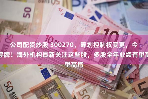 公司配资炒股 300270，筹划控制权变更，今起停牌！海外机构最新关注这些股，多股全年业绩有望高增